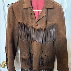 Vintage 70,s Suede Leather Fringe Jacket. Handmade in Mexico. S-M
